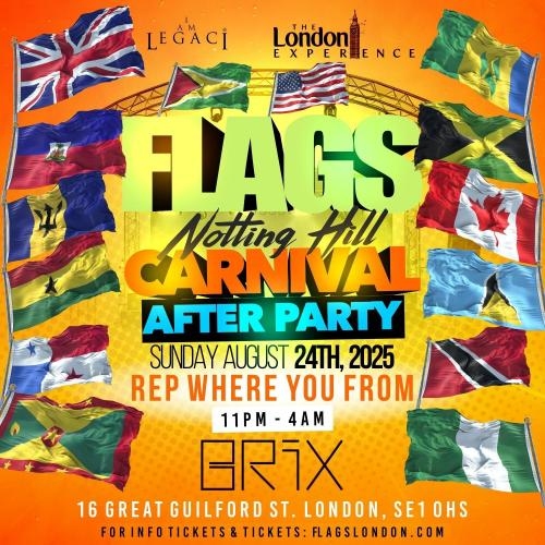 Flags: Notting Hill Carnival After Party 2025 � Rep Your Country 
